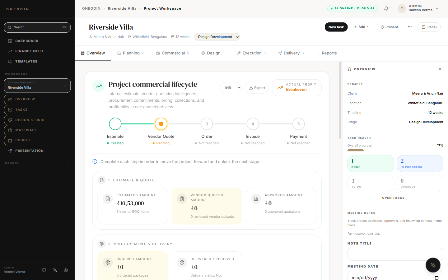 Onegoin Project overview